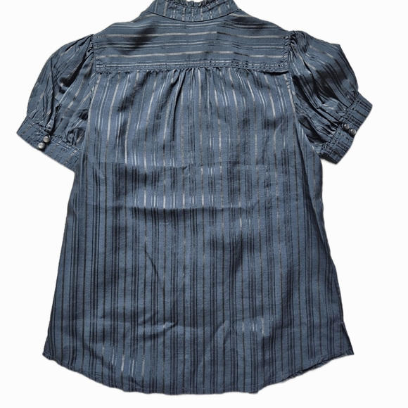 Marc Jacobs Blue Striped Ruffle Blouse - Picture 2 of 6